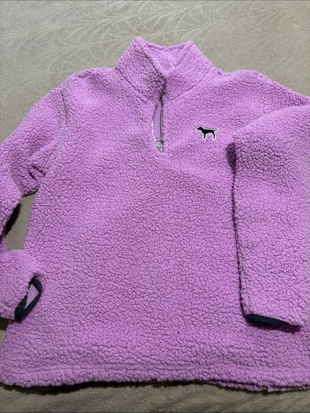 PINK Victoria's Secret Kids Plush Quarter-Zip Pullover - Lavender